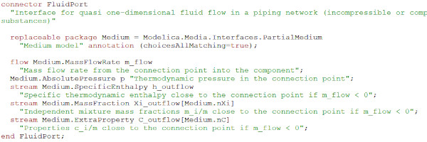 The FluidPort connector used in the Modelica.Fluid library